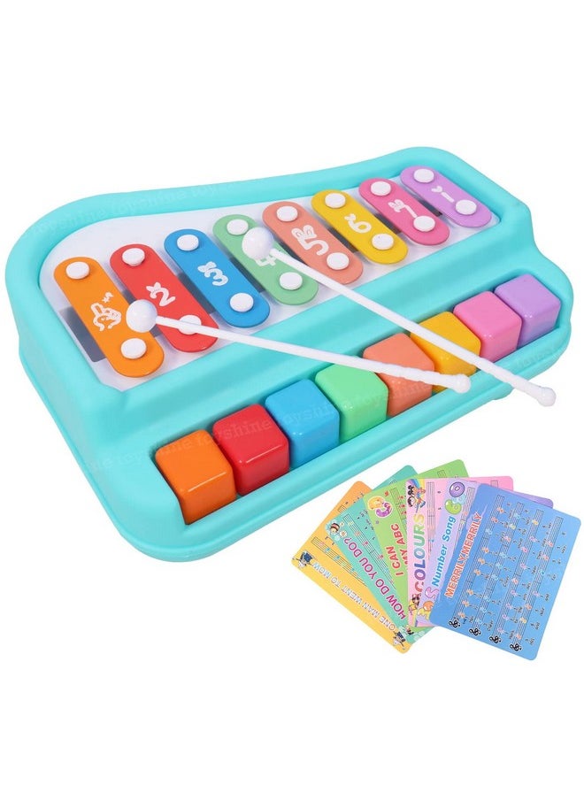 Toyshine 2 in 1 Multicolored Key Keyboard Xylophone Piano, Preschool Kids Educational Knock Playing Musical Learning Instruments Toy for Baby Kids Girls Boys