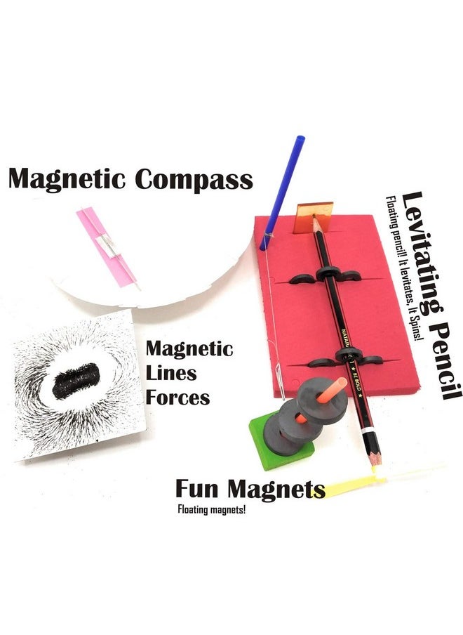 stepstodo magnet and magnetism | magnetic levitation kit | levitating pencil making kit | floating magnets| magnetic compass making kit | plot magnetic lines of force- Multi color
