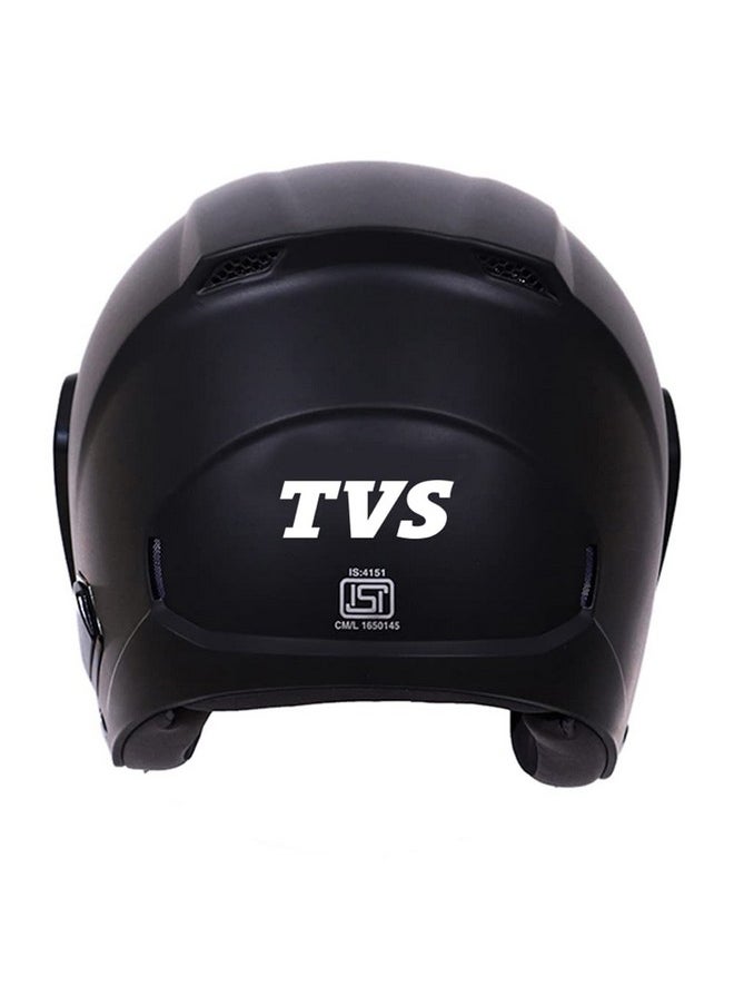 TVS Open Face Helmet for Men and Women, ISI DOT Certified, Matt Finish, Clear Visor, Size L, Black Colour