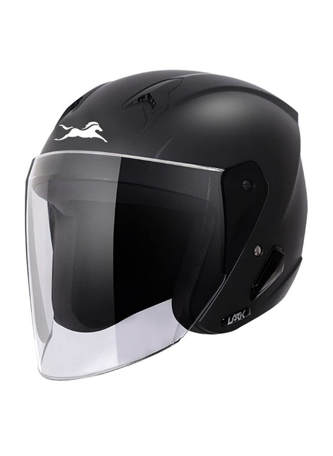 TVS Open Face Helmet for Men and Women, ISI DOT Certified, Matt Finish, Clear Visor, Size L, Black Colour