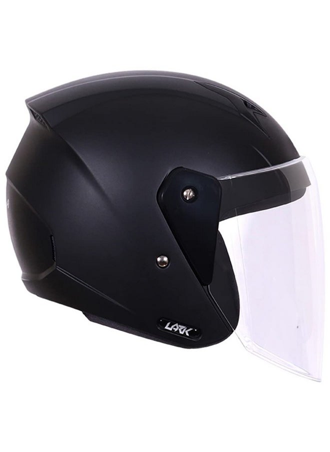 TVS Open Face Helmet for Men and Women, ISI DOT Certified, Matt Finish, Clear Visor, Size L, Black Colour