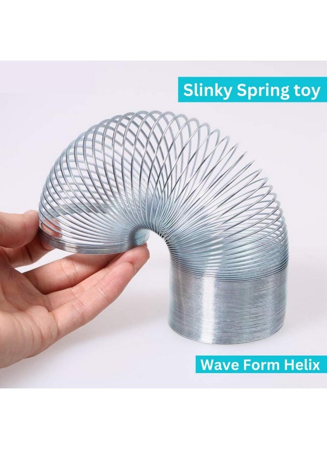 EISCO - Wave Form Helix, Scientific Slinky, Made of Tempered Steel Wire, Coil Dia. - 7.5 cm, 3 Meters Total Length (Pack of 5 Slinky)