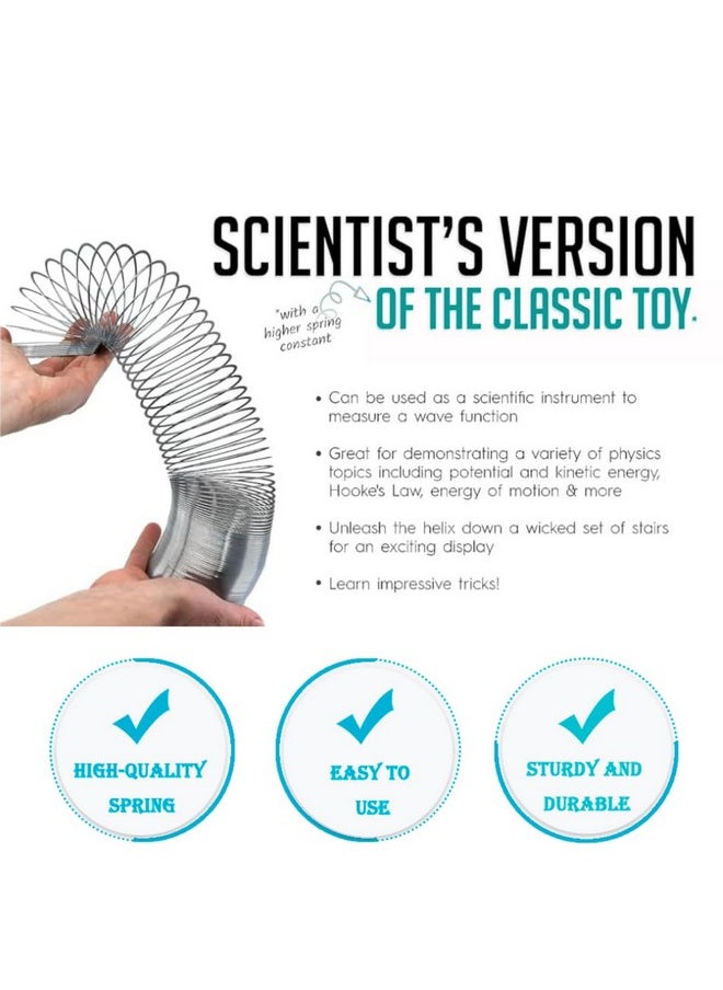 EISCO - Wave Form Helix, Scientific Slinky, Made of Tempered Steel Wire, Coil Dia. - 7.5 cm, 3 Meters Total Length (Pack of 5 Slinky)