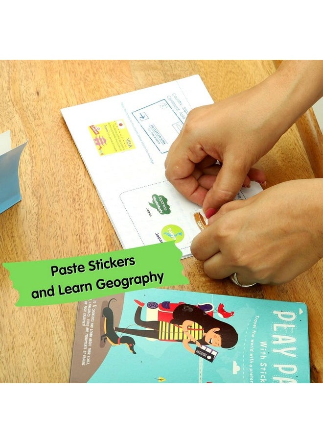 CocoMoco Kids Pretend Play Passport with World Map and Stickers Educational Learning Toy for Boys Girls - Unique Birthday Return Gift for Kids Pack of 5