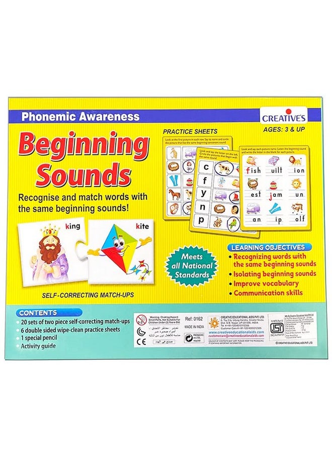 Creative's Beginning Sounds + Ending Sounds Combo Pack | Phonemic Awareness | Education Match-up Fun Game | Educational Games for Kids 3 & Up | Puzzle Games | Ages- 3 & Up | Educational set | Exotic Set Multicolor for Preschool Kids | Kindergarten Toddler.