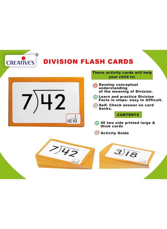 Creative’s Division Mathematical Flash Cards for Kids 8+ Years | Early Learning Educational Flash Cards Division | Easy & Fun Learning Educational Gift for Kids