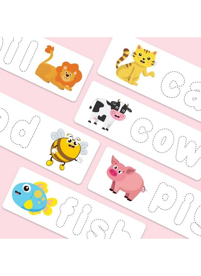 VGRASSP Educational Spelling Game Toy for Kids with 28 Double Sided Flashcards, Alphabet Blocks and Marker Pen - English Words Exercise - Color As Per Stock