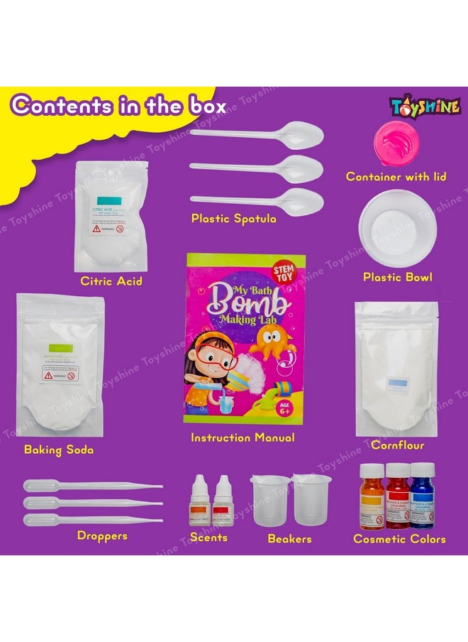 Toyshine My Bath Bomb Making Lab Stem Educational Learning Creative Fun Science Project DIY Activity Toy Kit for Boys and Girls 6+