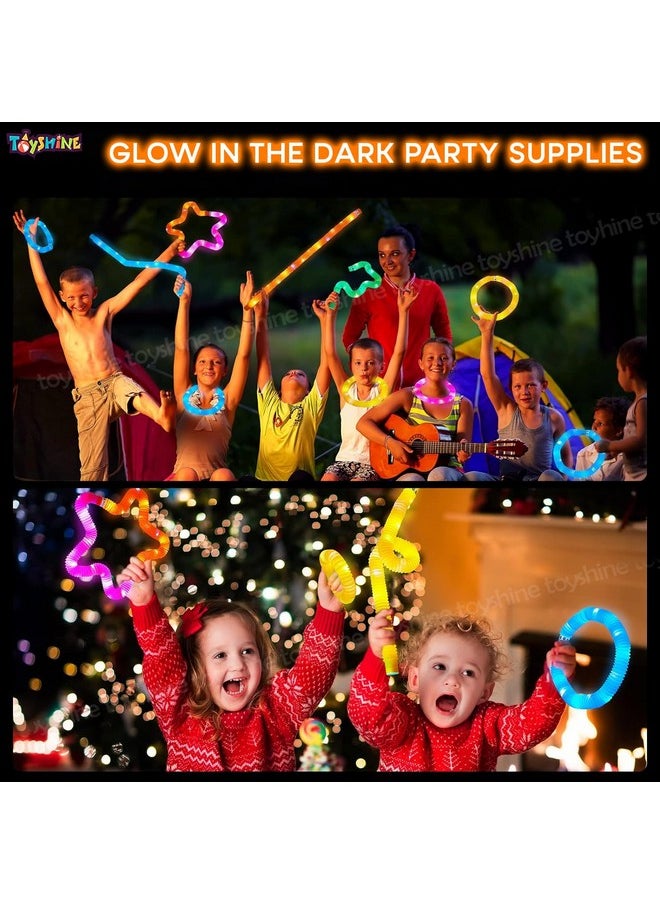 Toyshine LED Flashing Pop Tube Fidget 6 Pcs Toy Fun Pull and Pop Tubes Sensory Tubes for Kids Adults Stretch and Bend ADHD Autism Anxiety Stress Relief Toys Great Gift Party Prizes