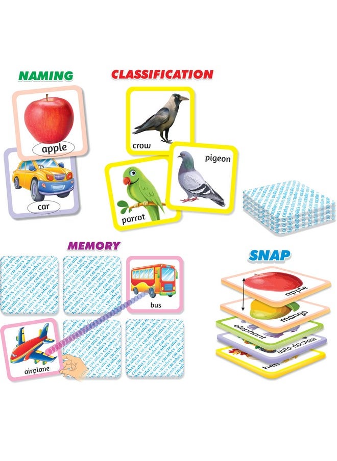 Creative’s Let’s Learn New Words & Classification | Learning Cards Game for Kids | Name, Classification, Memory, Snap Cards Game | Educational Game for Kids | Ages 3 & Up