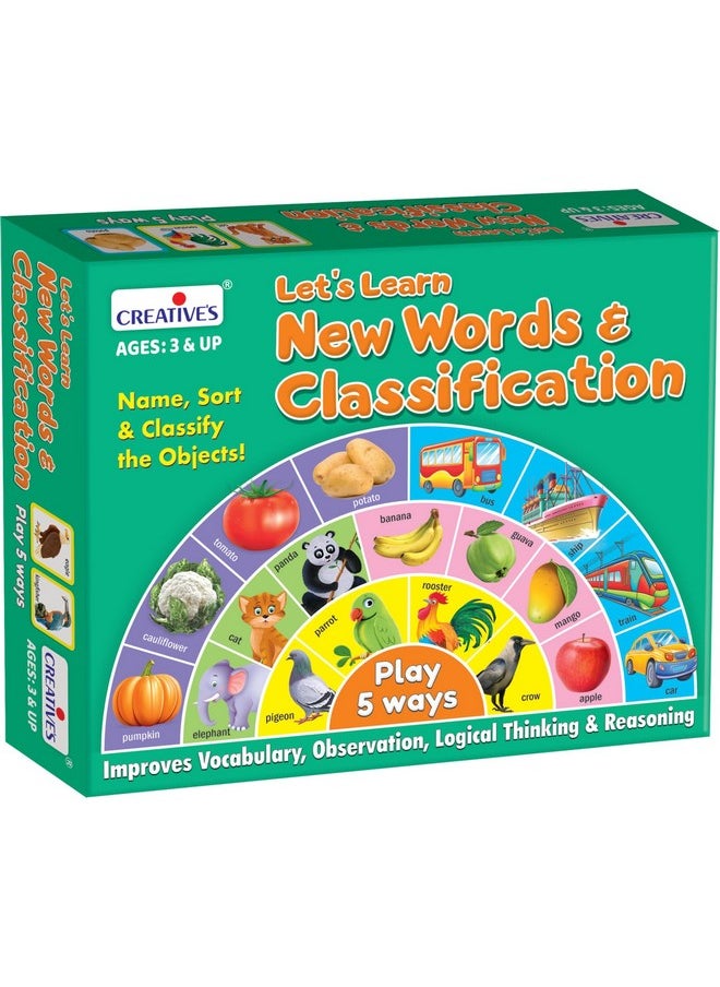 Creative’s Let’s Learn New Words & Classification | Learning Cards Game for Kids | Name, Classification, Memory, Snap Cards Game | Educational Game for Kids | Ages 3 & Up