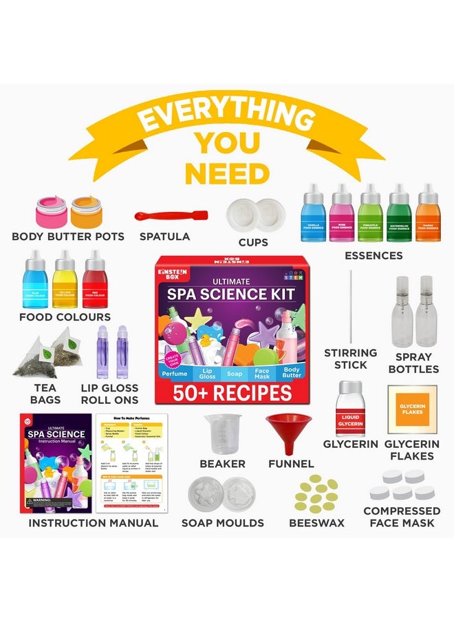 Einstein Box Ultimate Spa Science Kit for for Boys & Girls Aged 6-8-12-14| Birthday Gift Ideas, Lip Gloss Making kit | STEM Projects for 6,7,8,9,10,11,12,13,14 Year Olds | Gift Ideas for Girls |