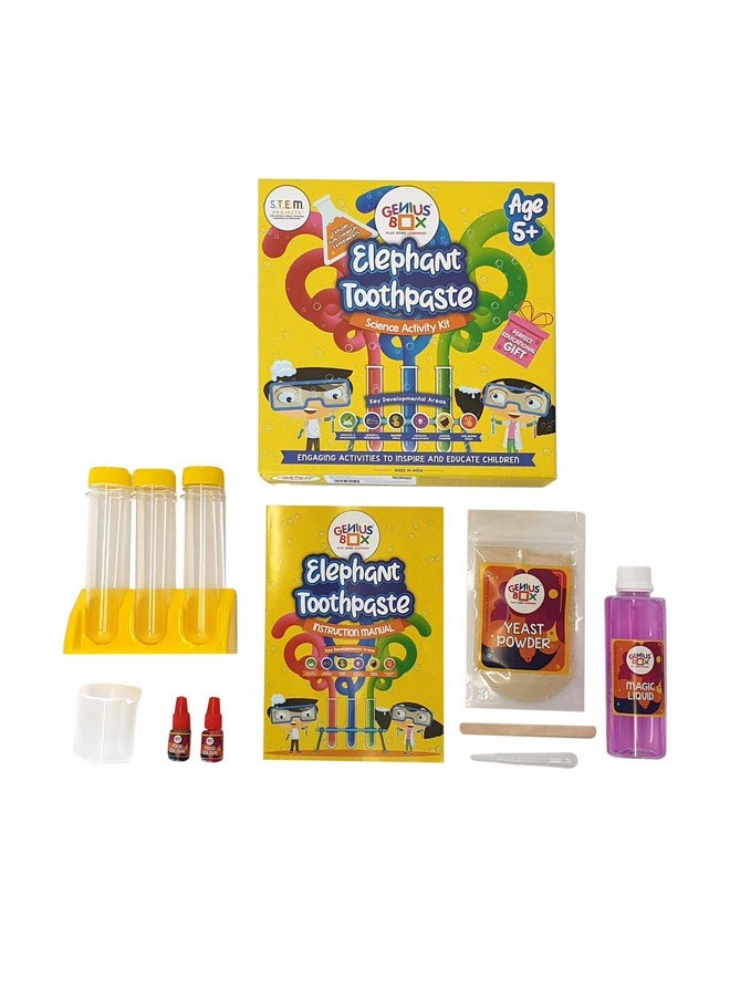 Genius Box - Play some Learning Elephant Toothpaste Science Activity Kit for 5 Years and Up: Birthday Gift, Return Gift, DIY, Educational Toy, Learning Kit, STEM Toy