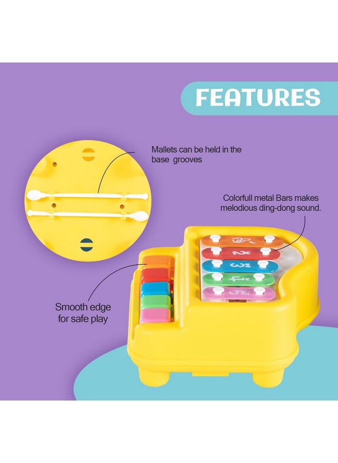 Baybee 2 in 1 Baby Piano Xylophone Musical Toys for Kids with 5 Keys, Keyboard Xylophone Piano, Preschool Educational Learning Musical Sound Instruments Toys for 1+ Years Old Kids Boys Girls Beginners