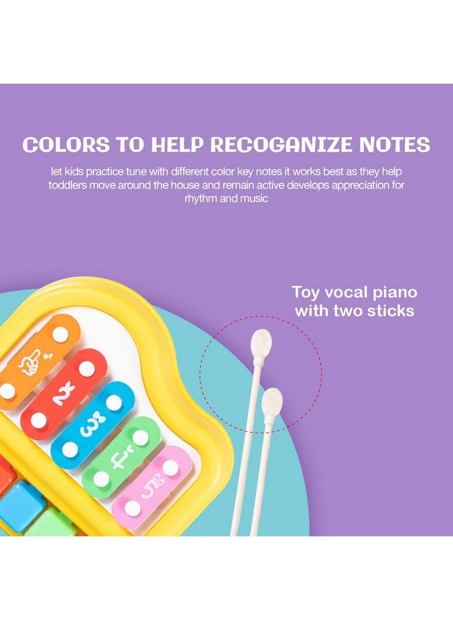 Baybee 2 in 1 Baby Piano Xylophone Musical Toys for Kids with 5 Keys, Keyboard Xylophone Piano, Preschool Educational Learning Musical Sound Instruments Toys for 1+ Years Old Kids Boys Girls Beginners