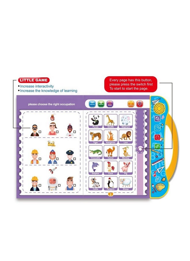 Kiditos Intelligence Book for Kids, Interesting Preschool Learning Book, Kids English Reading Book with Sound & Music, English Letter and Word Learning Audio Book, Learning Book for Kid 3+ Years Old