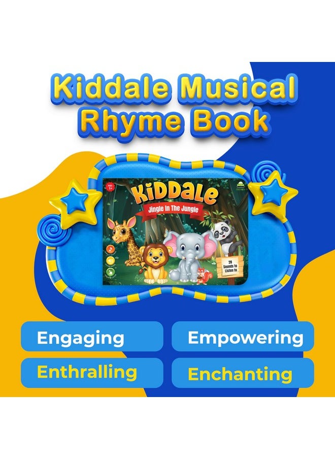 Kiddale 3-Pack Music On The Farm, Jingle In The Jungle And Hindi Nursery Rhyme Musical Interactive Sound Books, Multicolor