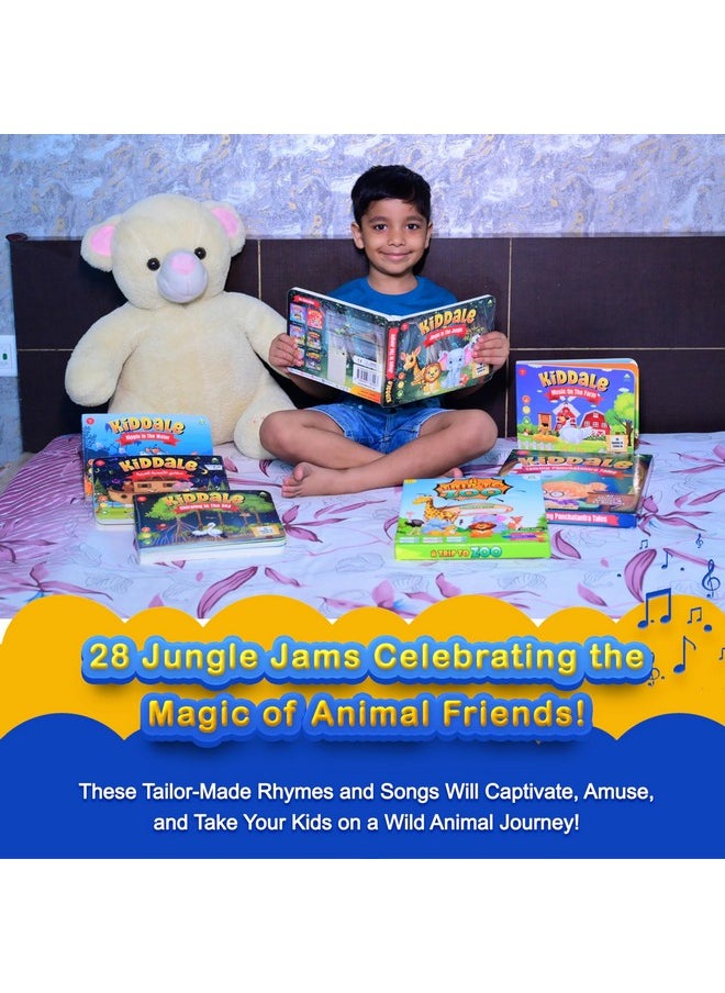 Kiddale 3-Pack Music On The Farm, Jingle In The Jungle And Hindi Nursery Rhyme Musical Interactive Sound Books, Multicolor