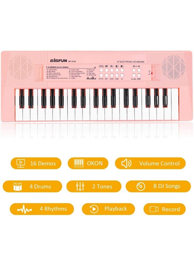 VikriDA 37 Keys Piano Keyboard for Kids, Educational Toy, Musical Instrument Gift Toys for Over 3 Year Old Children (Pink)
