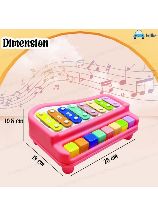 FunBlast Xylophone - Xylophone for Kids, Kids Musical Instruments, Kids Xylophone, Xylophone for 1 Year Old, Kids Drums & Percussion, Hammering & Pounding Toys, Hand Knock Piano Toys (Red)