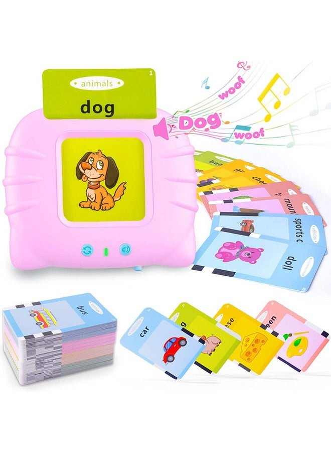 FunBlast Talking Flash Cards for Kids, Learning Toys for Kids, English Flash Cards, Montessori Educational Toys for 2-4 Year Old Kids, Boys, Girls -112 Double Sided Card (Pink)