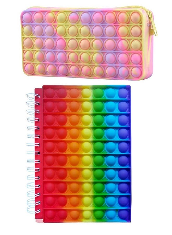 FunBlast Combo of Fidget Popit Pouch & Diary for Kids Pop it Stationery Kit - Coin Pouch, Stationary Organizer Set/Birthday Return Gifts for Girls, Kids & Children (Pack of 2; Random Color)