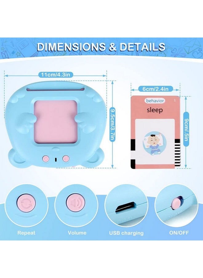 VGRASSP Flash Card Game for Kids Talking English Words Card Toy Preschool Learning Reading Interactive Toy for Kids, Sky Blue
