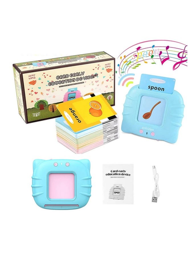 VGRASSP Flash Card Game for Kids Talking English Words Card Toy Preschool Learning Reading Interactive Toy for Kids, Sky Blue