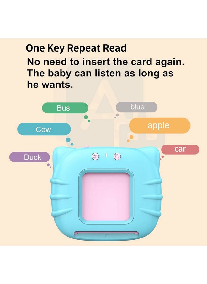 VGRASSP Flash Card Game for Kids Talking English Words Card Toy Preschool Learning Reading Interactive Toy for Kids, Sky Blue