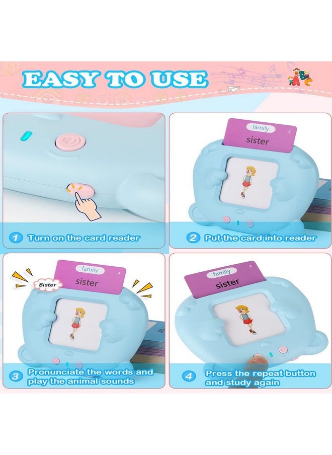 VGRASSP Flash Card Game for Kids Talking English Words Card Toy Preschool Learning Reading Interactive Toy for Kids, Sky Blue
