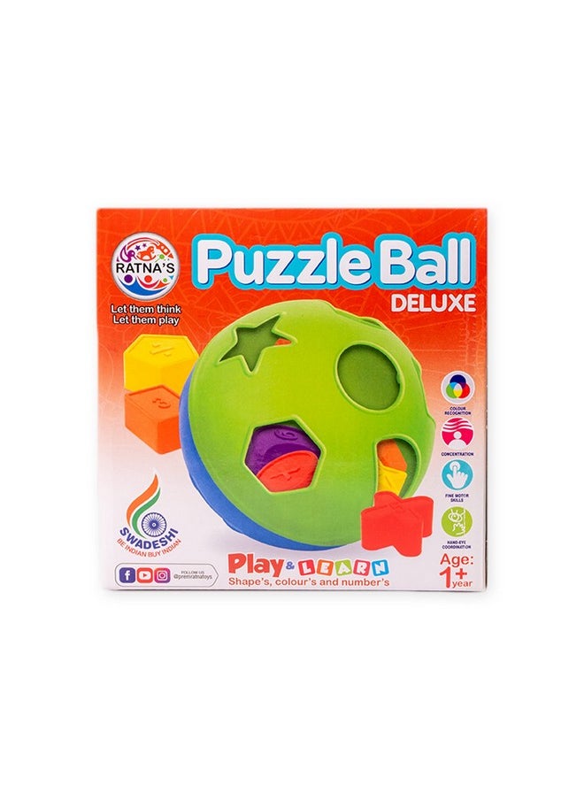Ratna's Educational Puzzle Ball for Kids 2 in 1. Let Them Learn time with Shapes,Multicolor