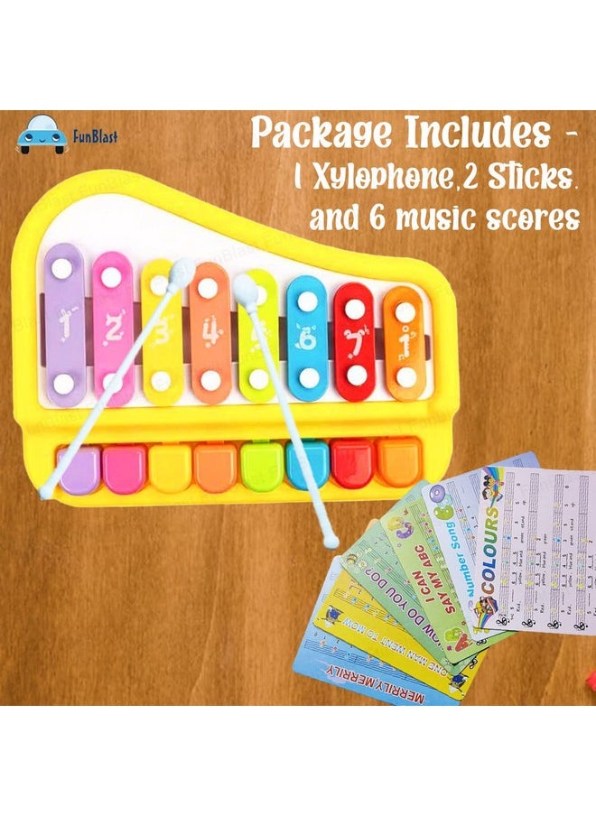 FunBlast Xylophone - Hand Knock Piano Toys, Hammering & Pounding Toys, Xylophone for Kids, Kids Musical Instruments, Kids Xylophone, Xylophone for 1+ Year Old, Kids Drums & Percussion Toy (Yellow)
