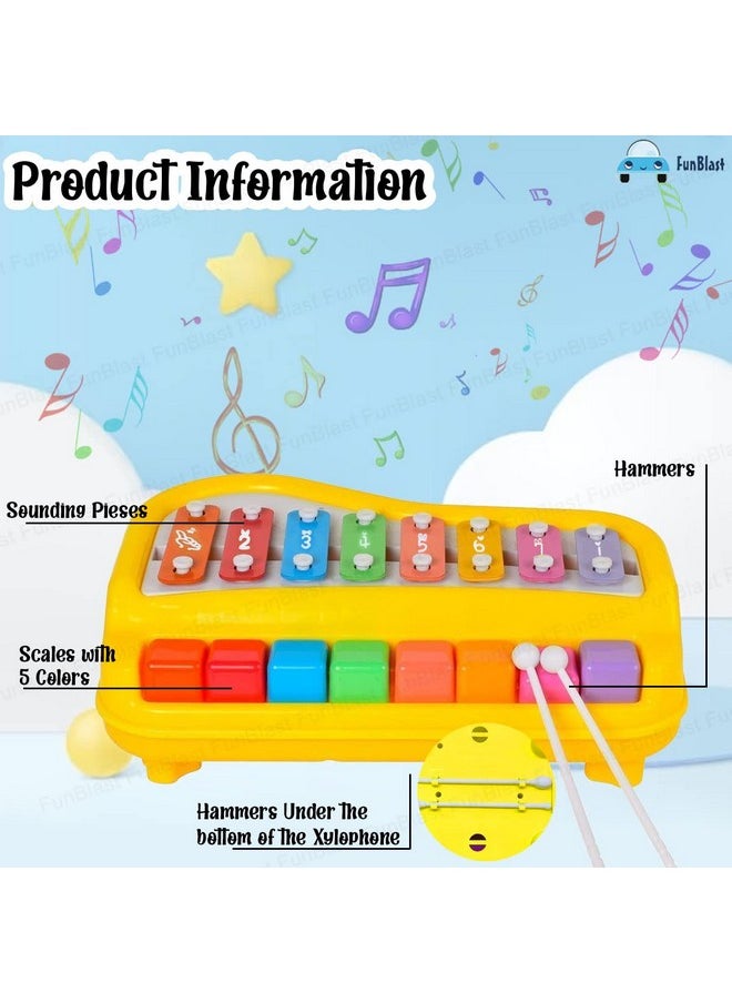FunBlast Xylophone - Hand Knock Piano Toys, Hammering & Pounding Toys, Xylophone for Kids, Kids Musical Instruments, Kids Xylophone, Xylophone for 1+ Year Old, Kids Drums & Percussion Toy (Yellow)
