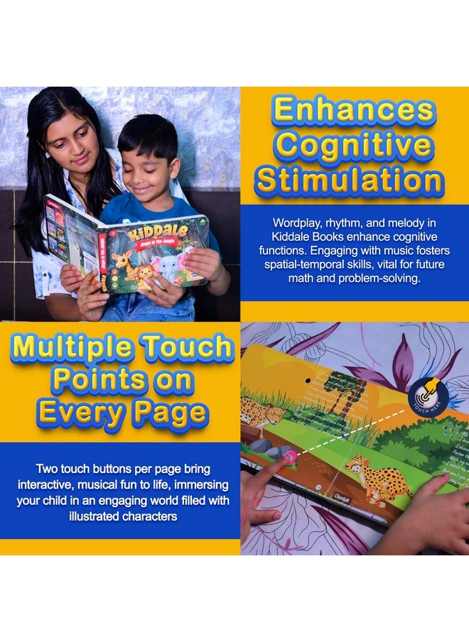 Kiddale Pack of 3: Jingle in Jungle Sound Book + 2 Non-Sound Board Books - Ripple in The Water and Chirping in The Sky | Best Alternative to Mobile Phone and Laptop| Kids Aged 2-5
