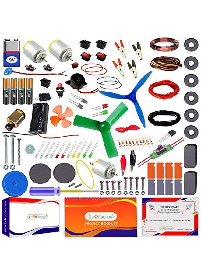 Kit4Curious Super Kit 100 Items in a kit - Science & Fun Innovation Kit with Instruction Manual for 100 Projects