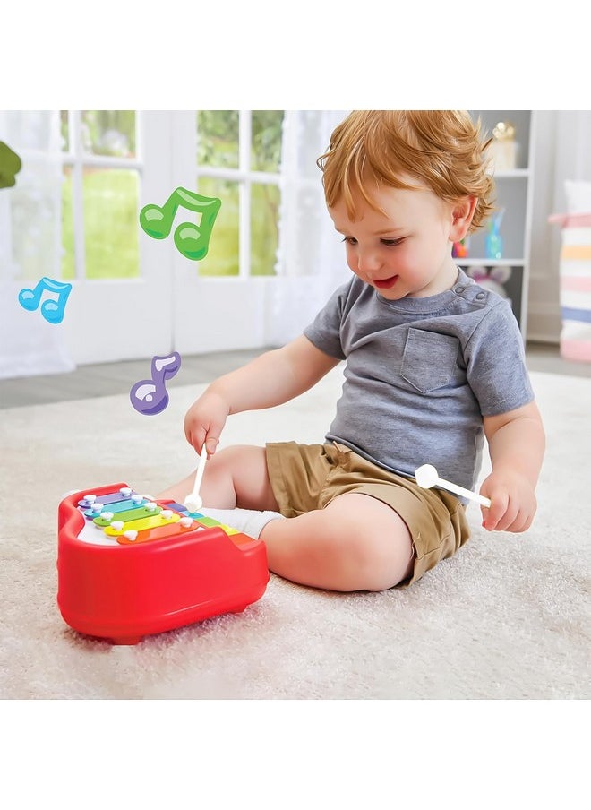 VGRASSP 2 in 1 Small Xylophone and Piano Toy for Kids with Colorful Keys and Drum Sticks - Musical Instrument Toy for Baby and Toddlers - Red