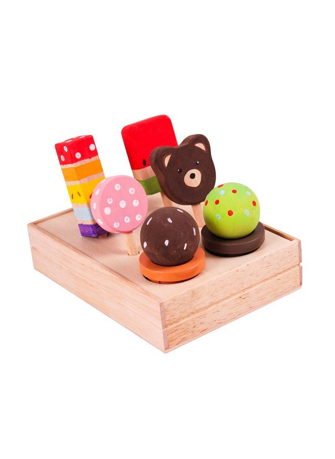 Brainsmith Wooden Ice Cream Set, Non-Toxic DIY Painting & Decorating Activity Kit without paints