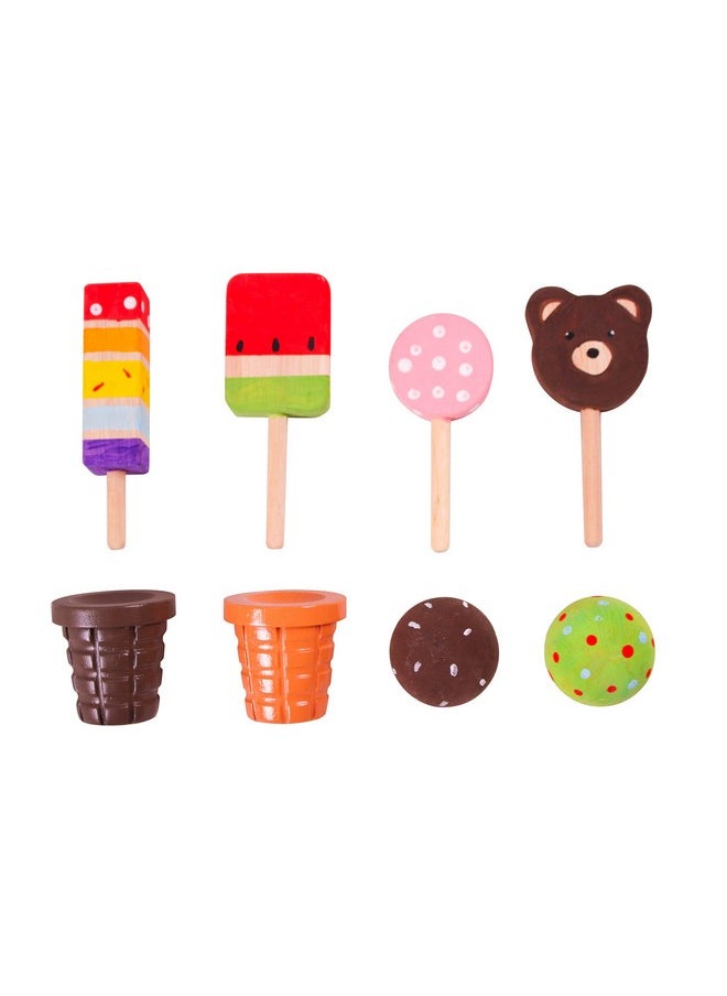 Brainsmith Wooden Ice Cream Set, Non-Toxic DIY Painting & Decorating Activity Kit without paints