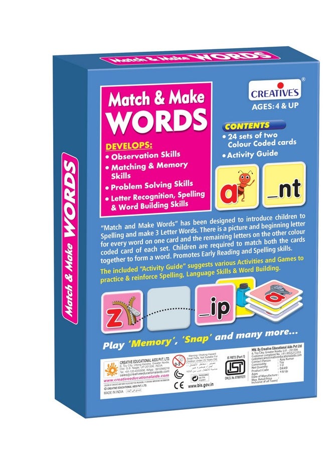 Creative's Match & Make Words | Pre-School Series |Vocabulary Games | Letter Recognition, Spelling & Word Building | Games for Preschool Kids 4 Years & Above