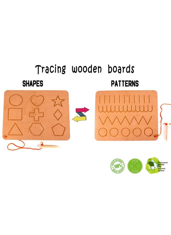 VikriDA Learning Educational Tracing Board and Shapes Puzzle Game Tray Toy with Wooden Pencil for Kids (Board Patterns,Fruit,ABC,ONE Two)