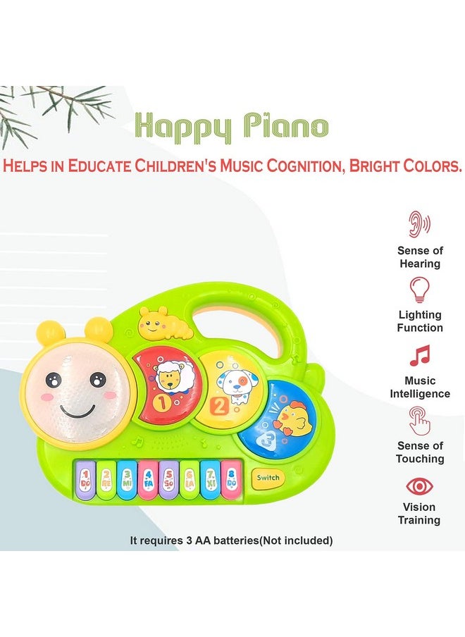 VGRASSP Happy Caterpillar Piano Musical Toys for Babies and Kids Green Small Piano for Kids Musical Piano Best Toy(Green)