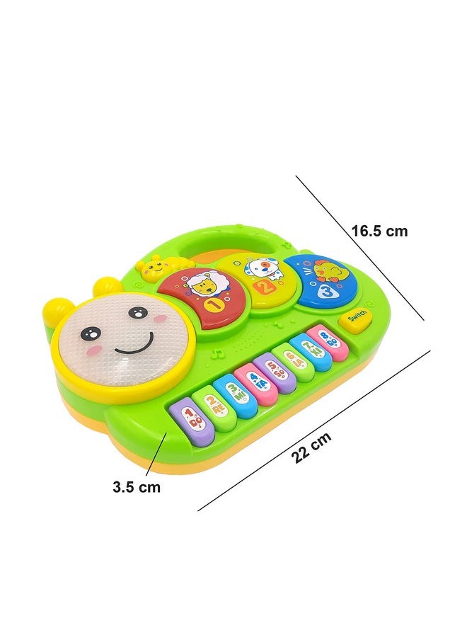 VGRASSP Happy Caterpillar Piano Musical Toys for Babies and Kids Green Small Piano for Kids Musical Piano Best Toy(Green)
