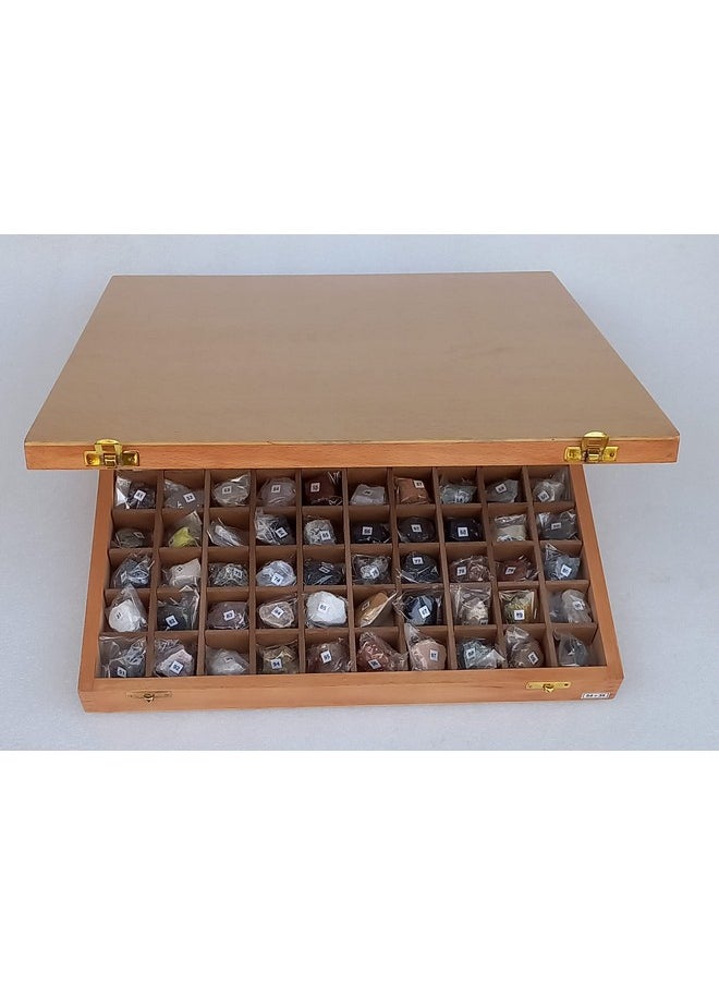 Rocksmins Collection of 100 Rocks & Minerals for Education in Wooden Box Rare & Commen 100 Specimens