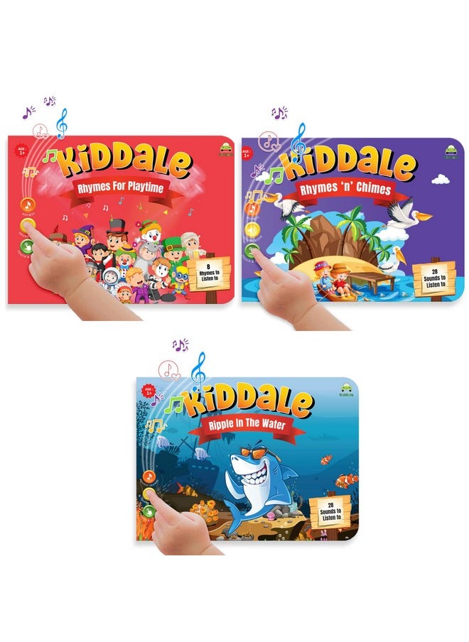 Kiddale Pack of 3 Musical Rhymes Book|16 Aquatic Nursery Rhymes & 8 Each in Rhymes N Chimes and Rhymes for Playtime|28 Sounds Each |Interactive Touch n Play Sound Book|Sing Along Books