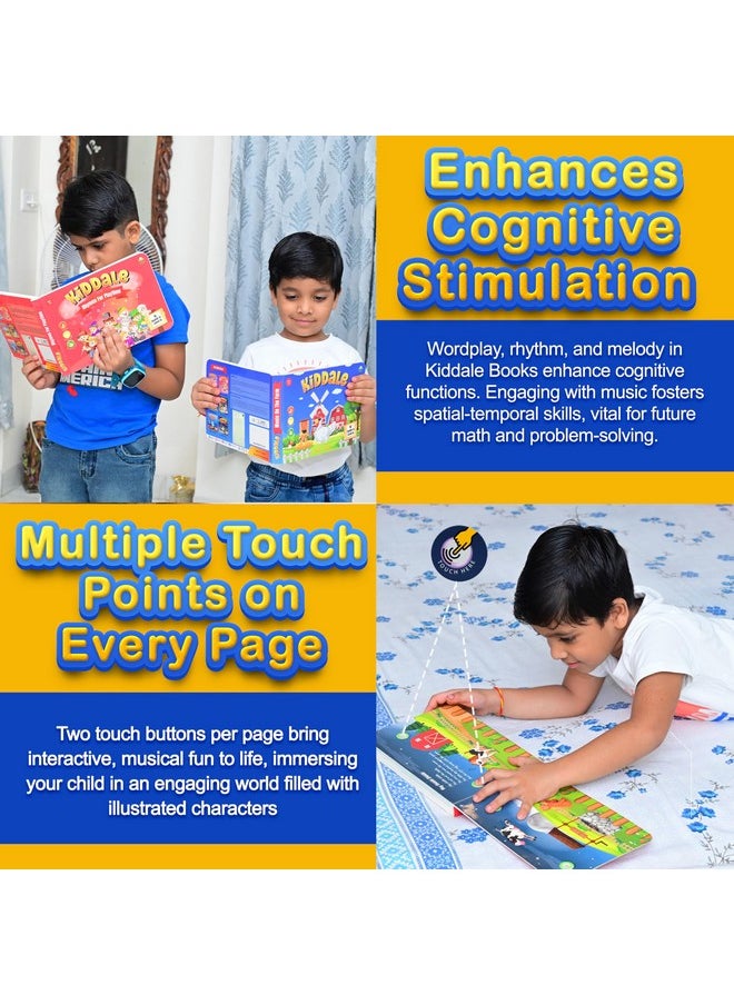 Kiddale Pack of 3: Rhymes for Playtime Sound Book + 2 Non-Sound Board Books - Ripple in The Water and Chirping in The Sky | Best Alternative to Mobile Phone and Laptop for Kids Aged 2-5