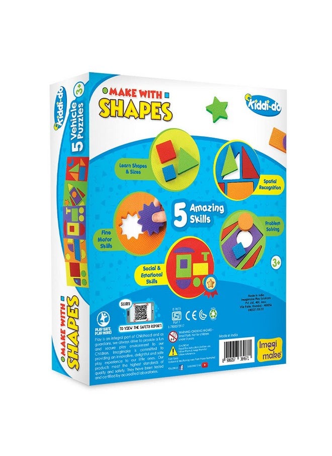Imagimake Makes With Shapes | Vehicles Theme | Shapes For Kids 3 Years | Educational Toys For 3+ Year Old | Toddler Activity Toys | Building Blocks | Birthday Gift For Girls & Boys