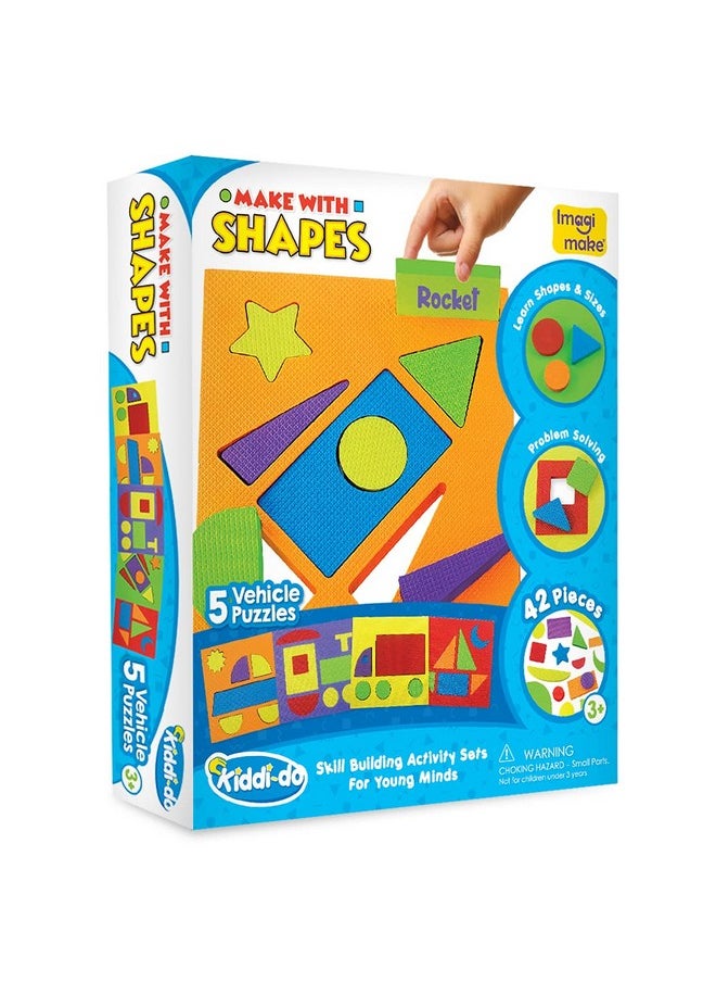 Imagimake Makes With Shapes | Vehicles Theme | Shapes For Kids 3 Years | Educational Toys For 3+ Year Old | Toddler Activity Toys | Building Blocks | Birthday Gift For Girls & Boys