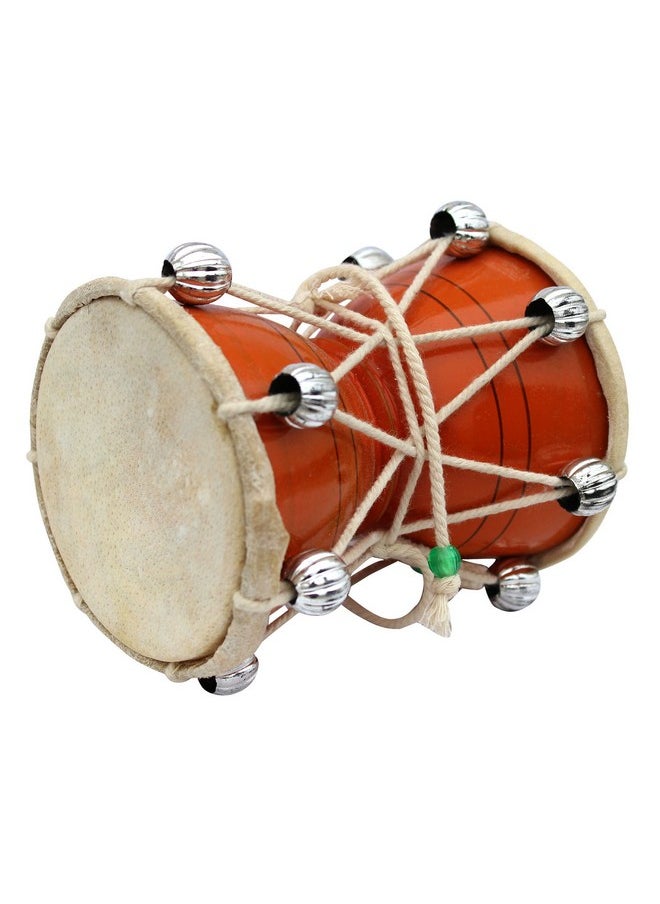 ITOS365 Handmade Damroo for Kids Indian Musical Instrument Orange Damru Toy Gift