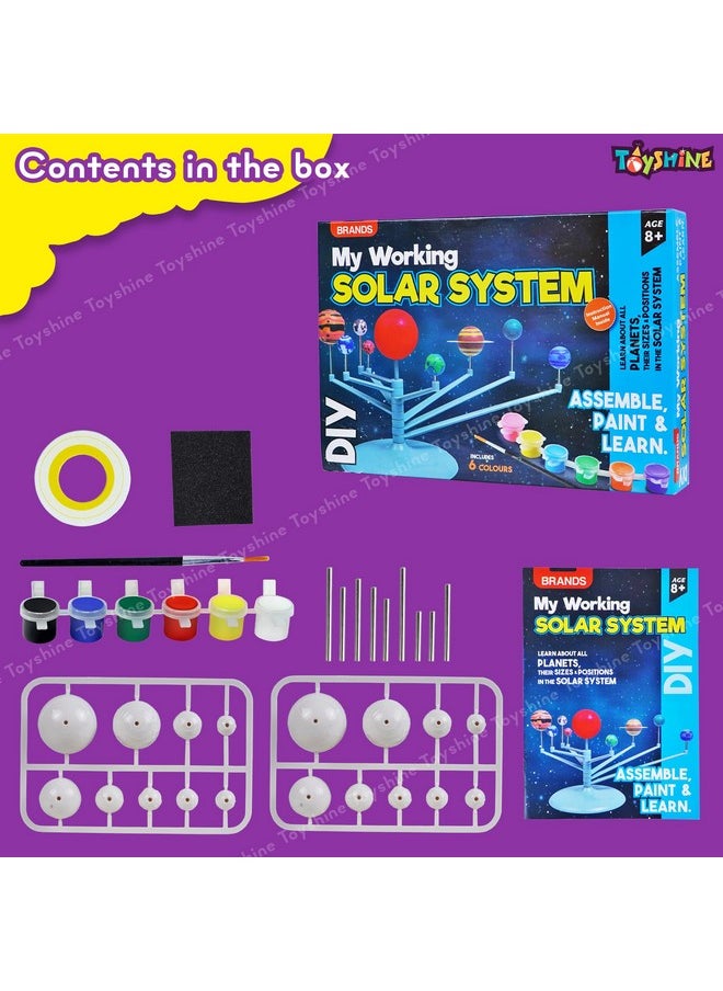 Toyshine My Working Solar System Assemble Paint and Learn DIY Planetarium Model Activity Kit STEM Educational Learning Creative Fun Cum Indoor Game for Boys and Girls 8+