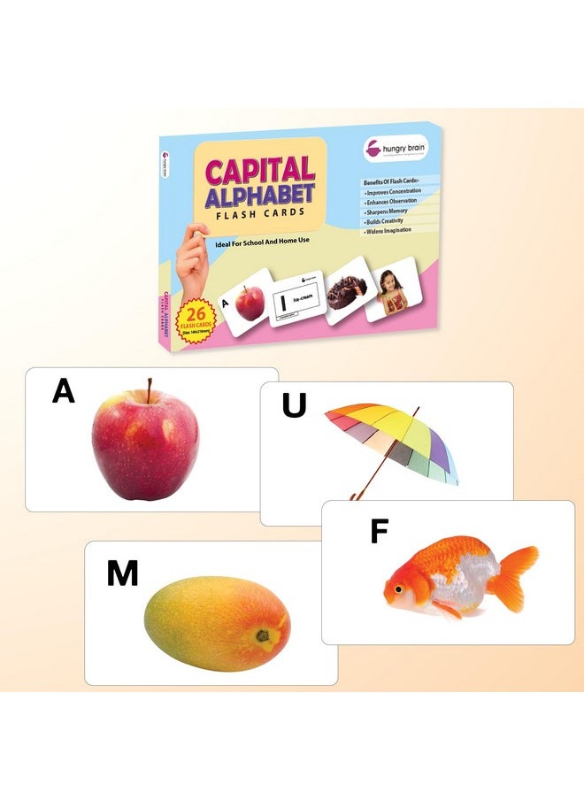 My First Capital Alphabet Flash Cards for Toddlers, 26 Cards, 52 Sides, Montessori, Educational, Kindergarten, Preschool Learning Activities, Gifts for Kids, 1-4 Years Babies, Educational Flashcards